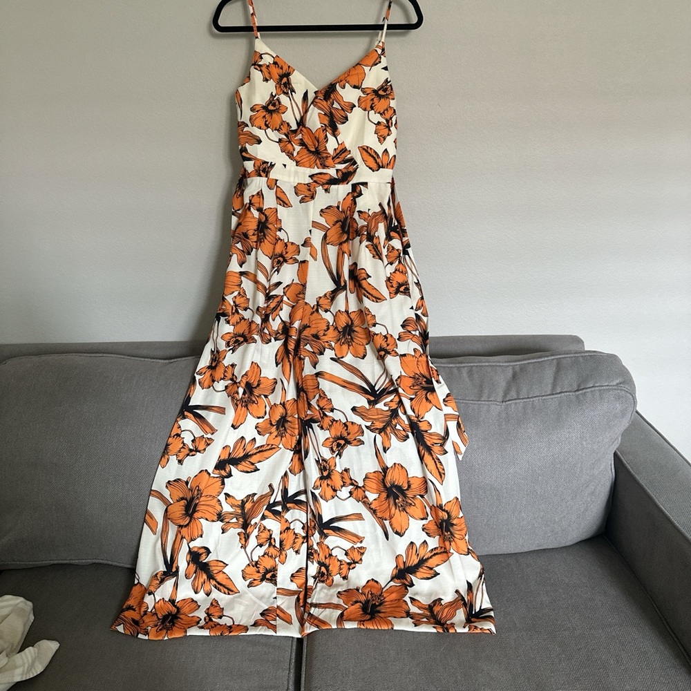 Floral Orange and White Maxi Dress